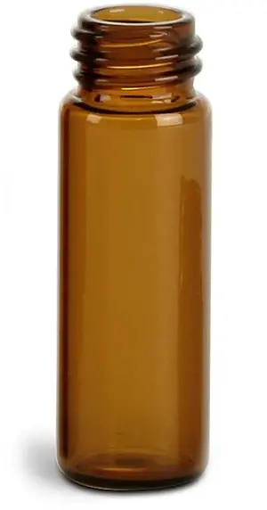1 dram Amber Glass Vials  (Bulk), Caps Not Included