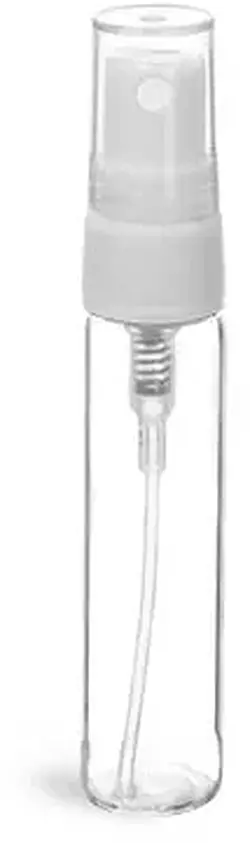 4 ml Clear Glass Vials w/ White Sprayers and Clear Overcaps