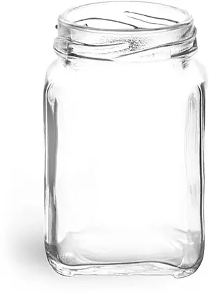 3.75 oz  Clear Glass Square Jars (Bulk), Caps Not Included