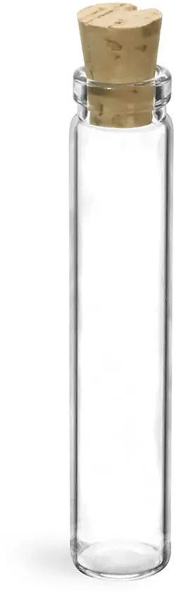 1 dram Clear Lip Glass Vials w/ Cork Stoppers