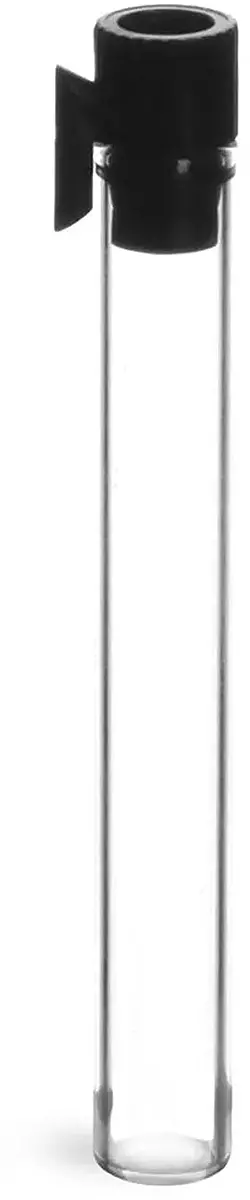 Clear Glass Perfume Sampler Vials w/ Black PE Stopper NO Applicator, 65 mm Height