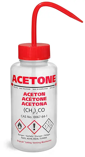 500 ml - D. Acetone Solvent Venting Wash Bottles