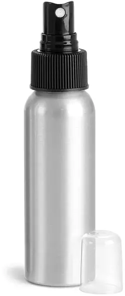 80 ml Aluminum Bottles w/ Black Fine Mist Sprayers