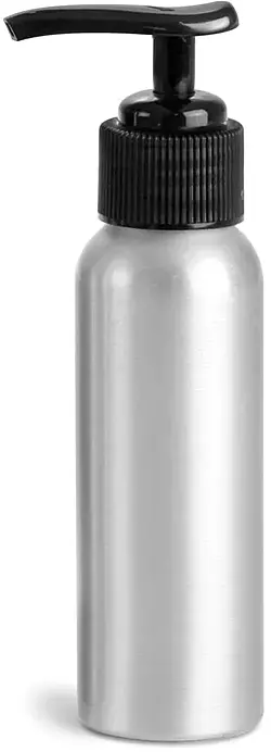 80 ml Aluminum Bottles w/ Black Lotion Pumps
