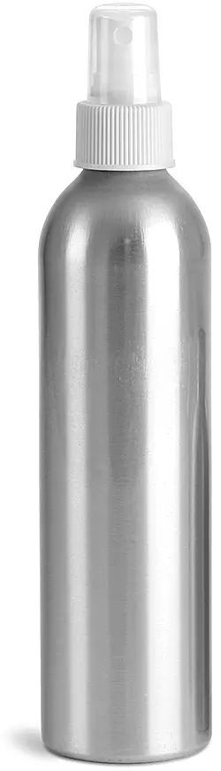 250 ml Aluminum Bottles w/ White Fine Mist Sprayers