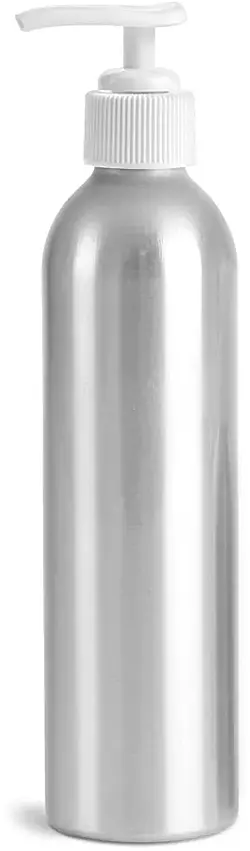 250 ml Aluminum Bottles w/ White Lotion Pumps