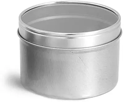 16 oz Round Metal Tins With Clear View Tops