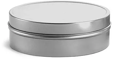 8 oz Flat Metal Tins w/ Rolled Edge Covers