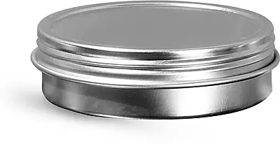2 oz Silver Metal Twist Top Tins w/ Continuous Thread