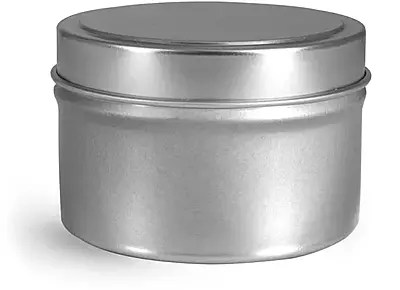 6 oz Footed Metal Candle Tins w/ Rolled Edge Cover