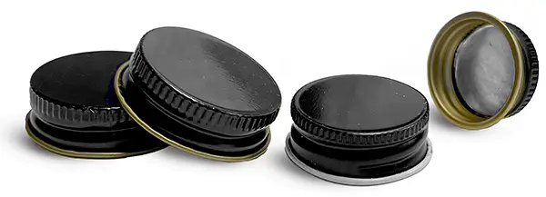 38/400  Metal Caps, Black Metal Foil Lined Caps