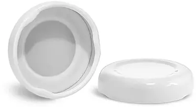 38/2000 Metal Caps, White Metal Plastisol Lined Lug Caps