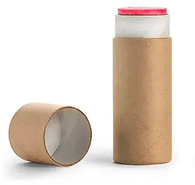 0.5 oz Brown Paperboard Push Up Lip Balm Tubes Containers with w/ rolled edge Flush Fit Lids