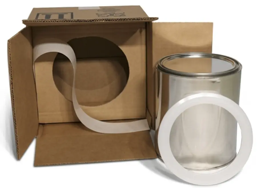1 Gallon Dent Free Paint Can Shippers w/ 1 Gallon Paint Can, Lid, Locking Ring, Shipping Box & Tape