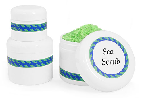 Plastic Bath Salt Jars w/ White Lined Caps