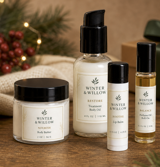 Self Care Gift Set Jar Bottle Tube and Roll On