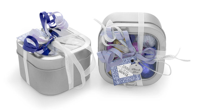 Square Clear Top Tins Wedding Ideas