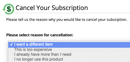 Cancel your Subscription Order