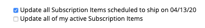 Change to subscription items