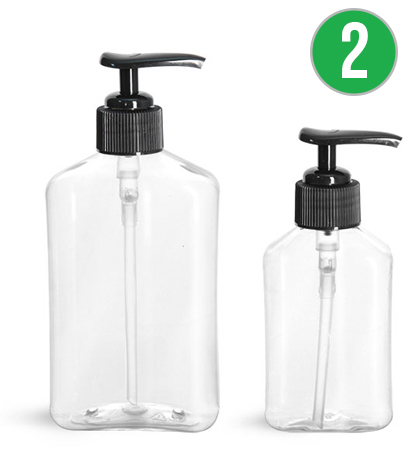 Clear PET Oblong Bottles with Lotion Pumps