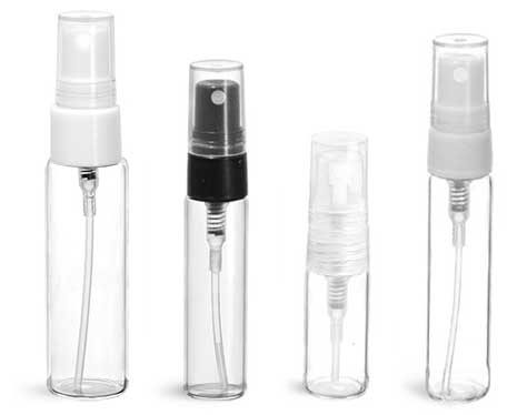 Plastic & Glass Vials with Mini Fine Mist Sprayers