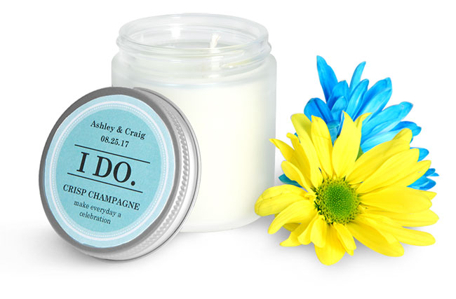 Frosted Glass Jars With Aluminum Caps Wedding Favor Ideas