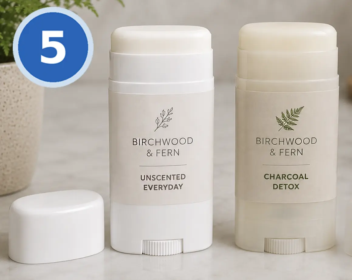 White & Natural Polypropylene Deodorant Tubes